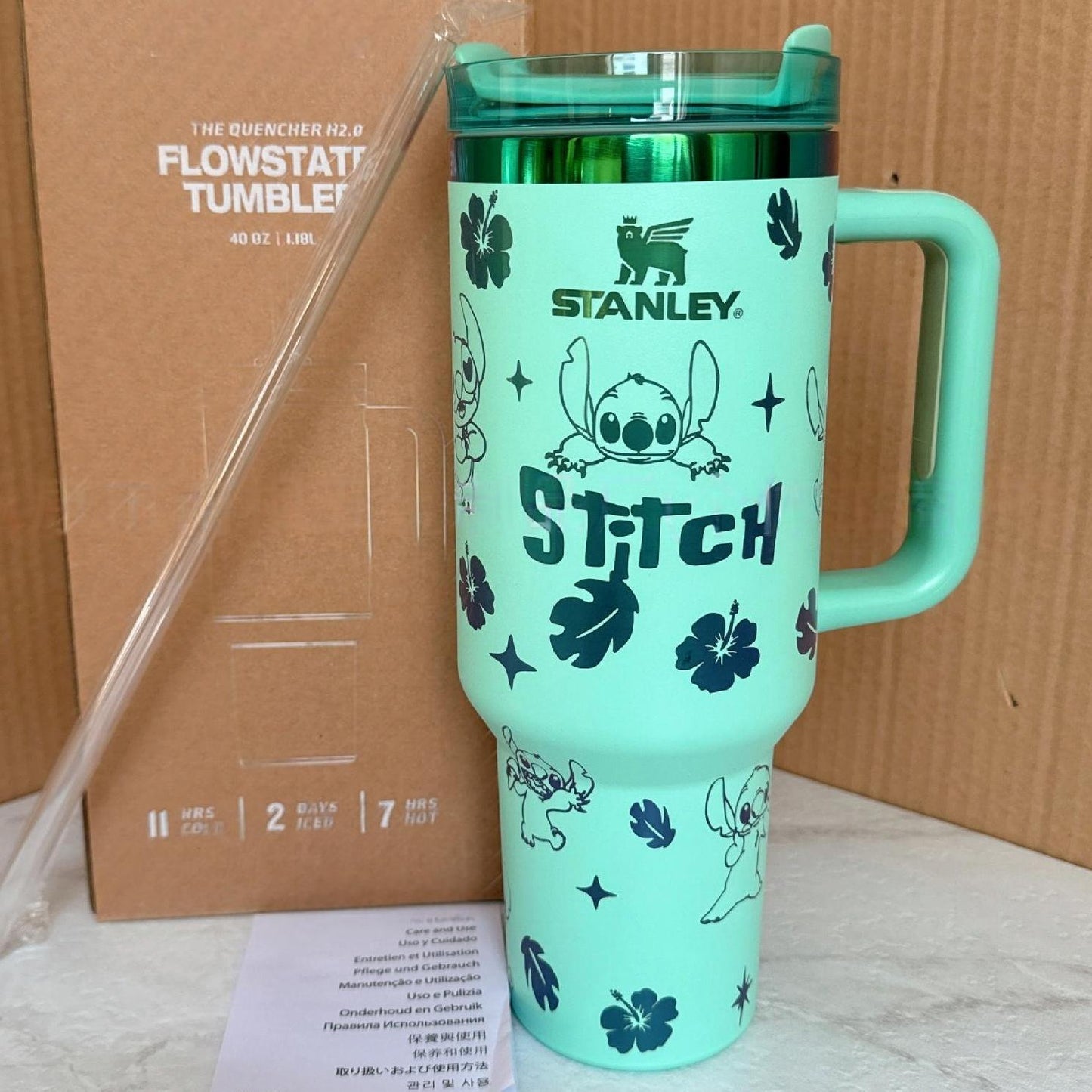 🔥40 OZ Stitch Insulated Cup 1200ML🥰 Straw Topper as Free Gift🎁