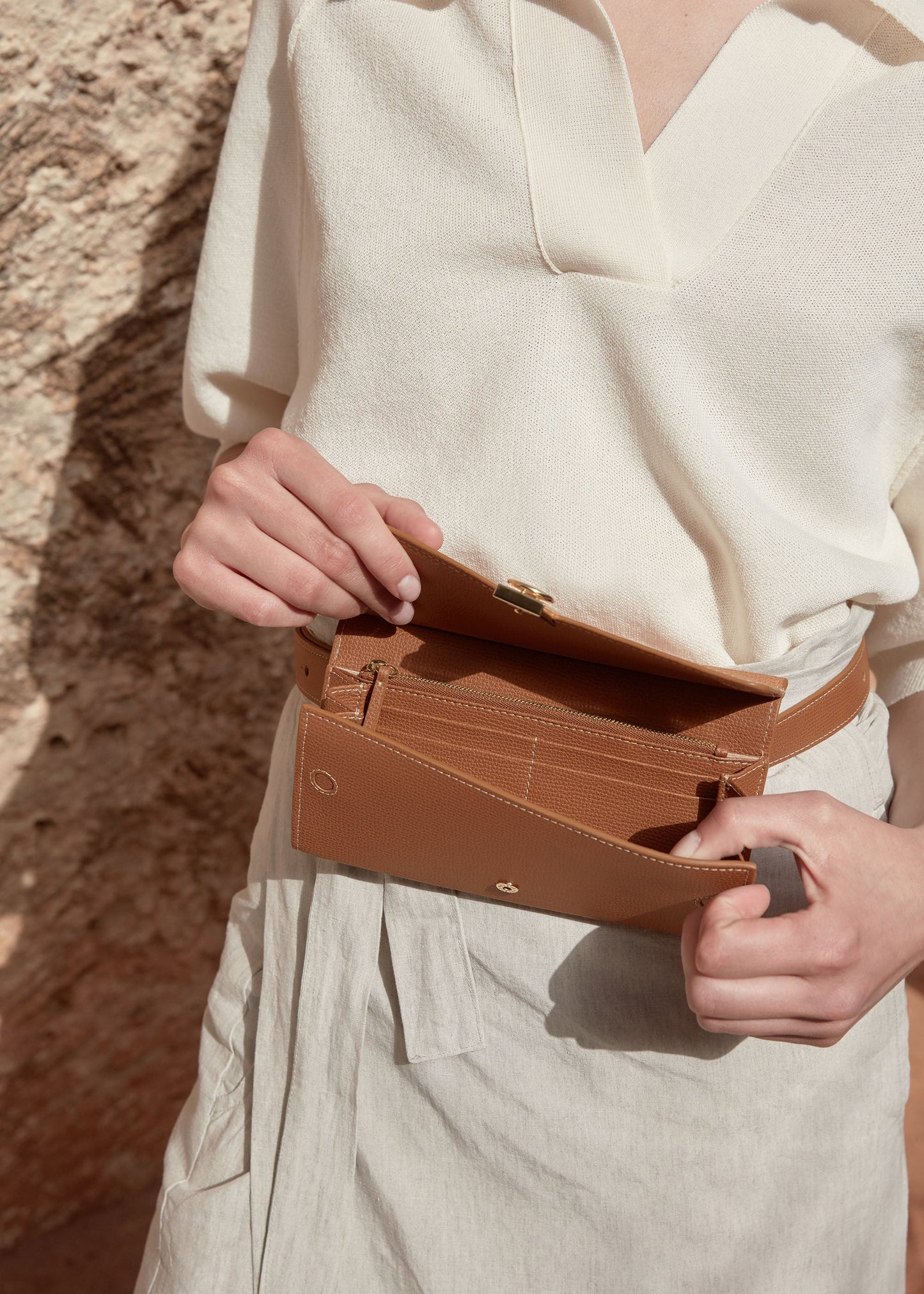 Portefeuille Numéro Sept ceinture - Duo Camel