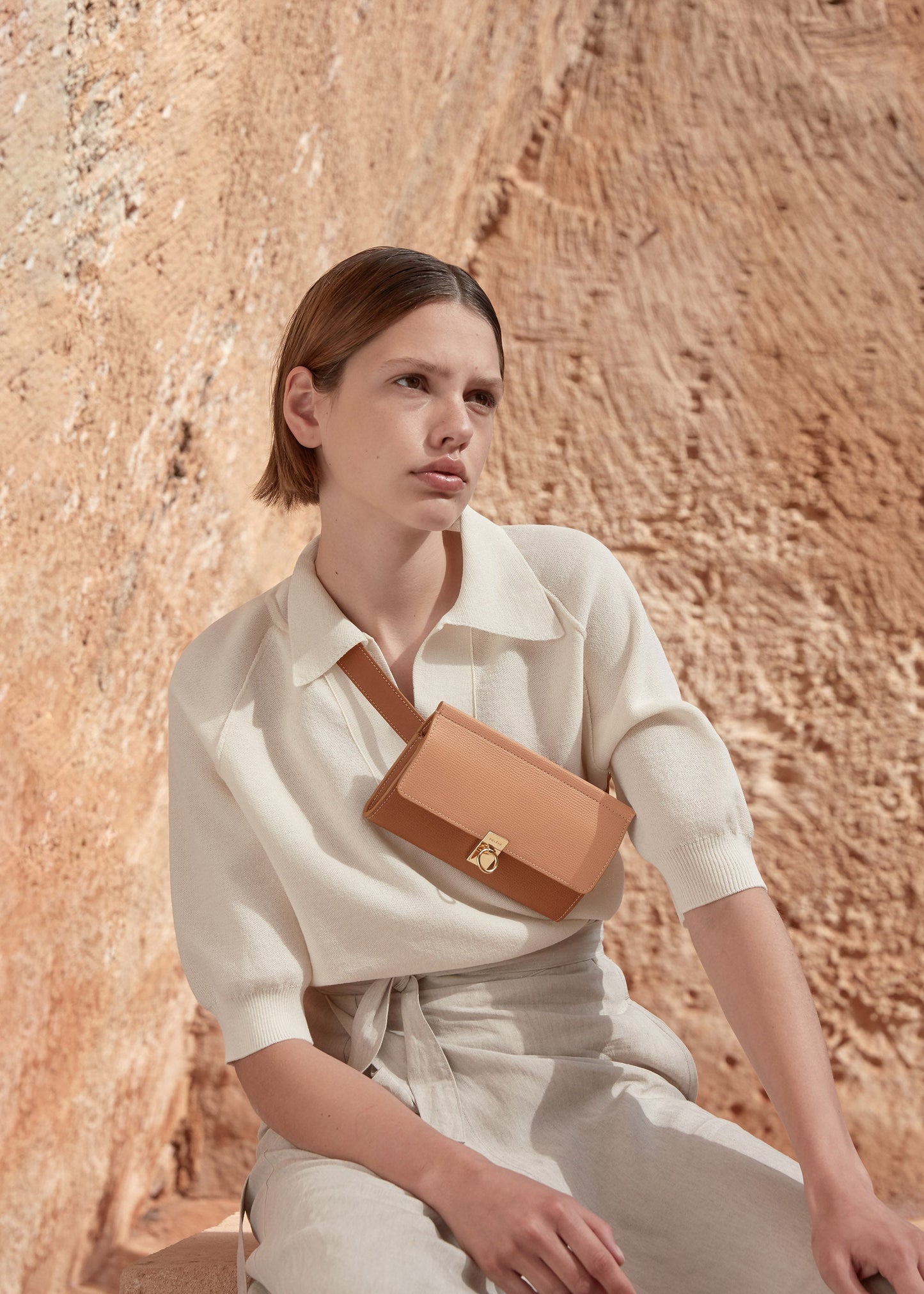 Portefeuille Numéro Sept ceinture - Duo Camel