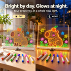LED drawing board by day and glowing at night
