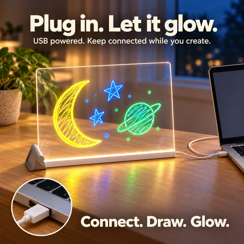 USB powered LED drawing board connected to a laptop