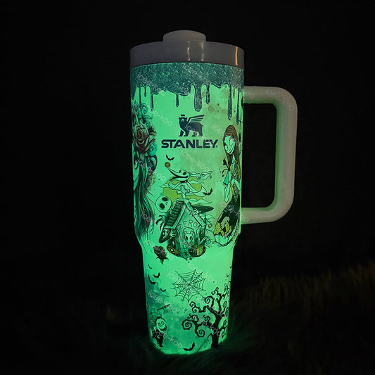 🔥Sally x Jack Skellington 40oz Tumbler Noctilucent 🚚Free Shipping