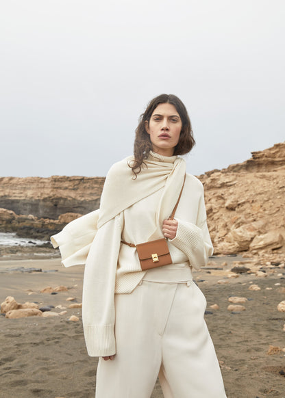 Portefeuille Numéro Sept Bandoulière - Camel Grainé