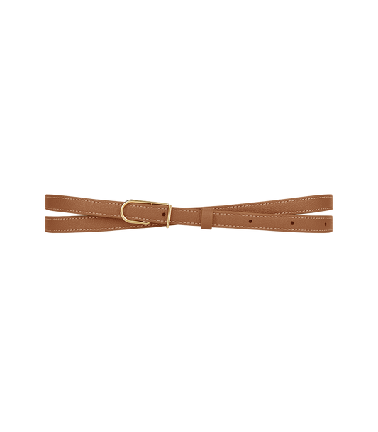 Ceinture Fine Umi - Camel Grainé