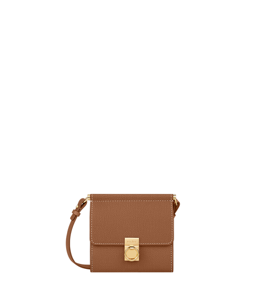 Portefeuille Numéro Sept Bandoulière - Camel Grainé